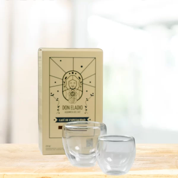Pack X2 Vaso Doble Pared Vidrio Tazas 150ml Doble Capa Cafe - Imagen 2